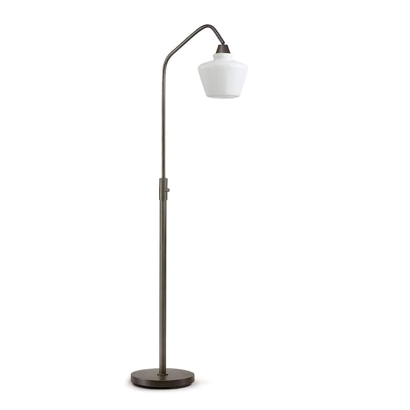 Midtown One Light Glass Shade 66"H Dimmable LED Floor Lamp with Vintage LED Bulb - Dark Bronze/White Glass
