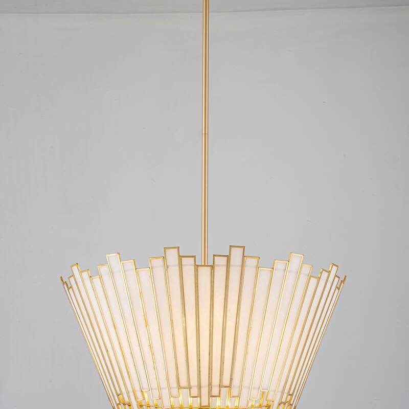 4-Light Modern Metal & GlassChandelier with White Jade Glass Shade for Living Room - 4 Light - 4 Light - Gold