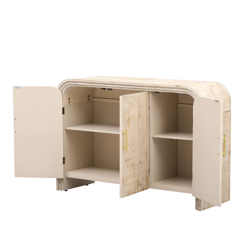 Curved Sideboard Console Table Adjustable Shelves Storage Cabinet