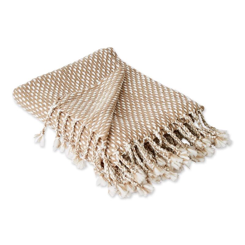 DII Navy & White Textured Acrylic Throw - Stone & White