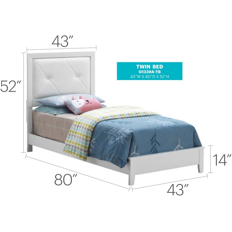 White Twin Bed with Transitional Design, Sturdy Frame and Clean Finish for Stylish Kids' Rooms or Guest Bedrooms