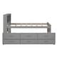 preview thumbnail 9 of 12, Twin Size Platform Kids Bed Frame with Storage Headboard, USB, Twin Size Trundle and 3-Drawers for Bedroom, Grey