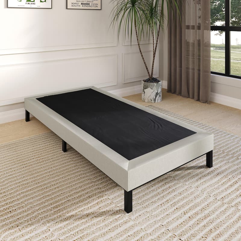 Clayfell Walpi 5" Metal Box Spring / Bed Foundation - Warm Gray/Black, Durable Metal Construction