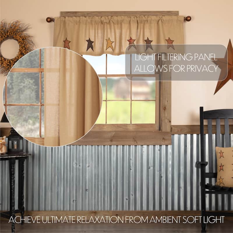 Stratton Burlap Applique Star Valance 16x72 - Valance 16x72