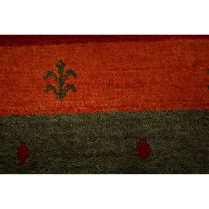 Red Gabbeh Oriental Area Rug Hand-Knotted Wool Carpet - 5'9"x 7'11"