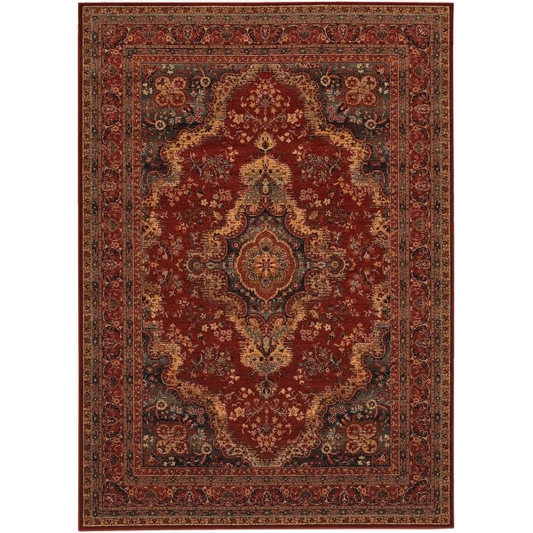 Dream Decor Rugs Parish Bardseer Medallion Burgundy Wool Area Rug - 7'10" x 11'2"
