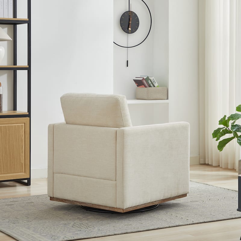30.7"W Square Upholstered Swivel Accent Chair and Comfy Accent Single Sofa Chair, 360 Degree Club Chair, Lounge Armchair