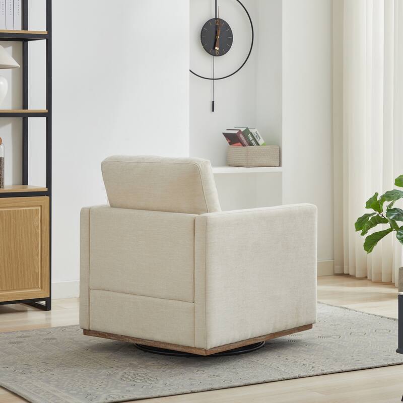 Square Upholstered Swivel Accent Chair and Comfy Accent Single Sofa Chair, 360 Degree Club Chair, Lounge Armchair