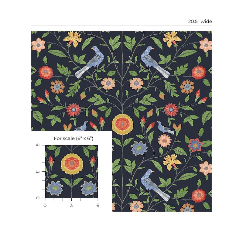NextWall Bird Toile Peel and Stick Wallpaper