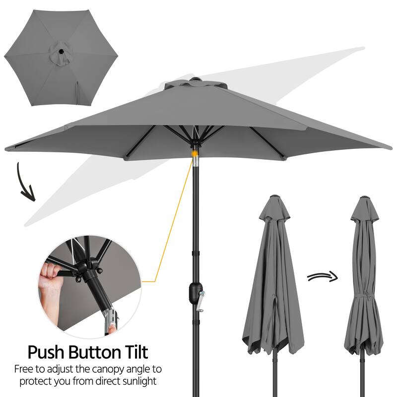 Yaheetech 9ft Patio Umbrella 8 Ribs with Push Button Tilt and Crank for Garden, Beach