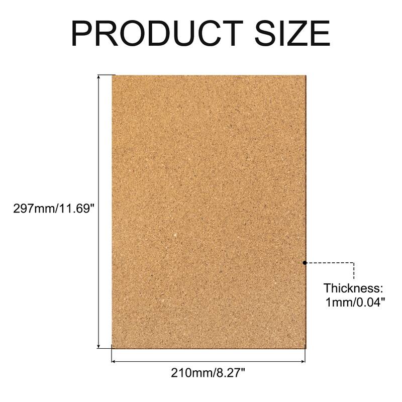Self-Adhesive Cork, Rectangle Coaster Mat Backing Sheet - Brown - 11.69" x 8.27" x 1" - 12Pcs
