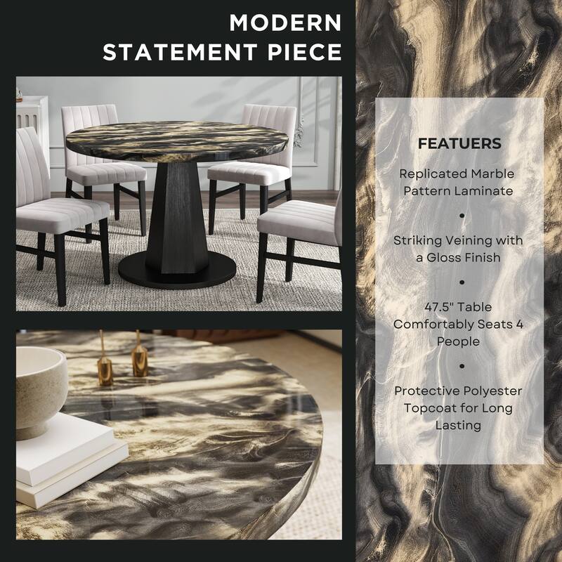 Roundhill Furniture Cavira 5-Piece Round Modern Dining Set