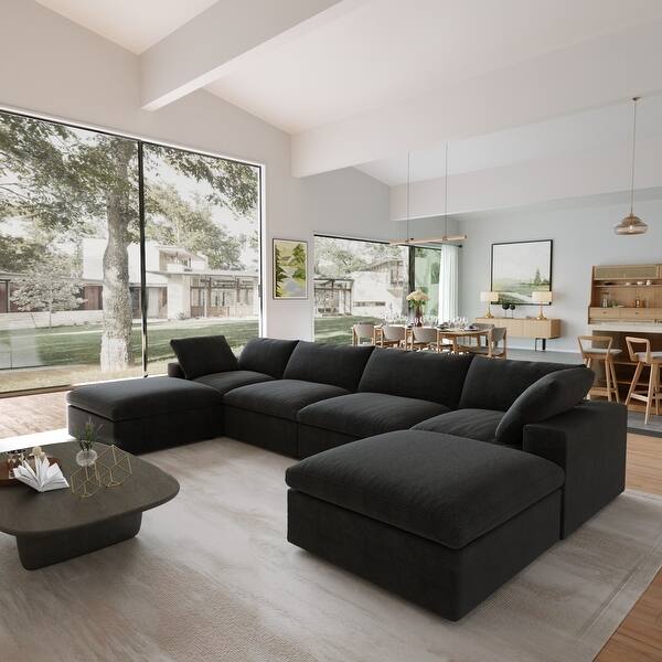 Cloud Modular Sectional Sofa with 2 Storage Ottomans,160.6" Down Filled Comfort U Shaped Sofa Couch for Living Room