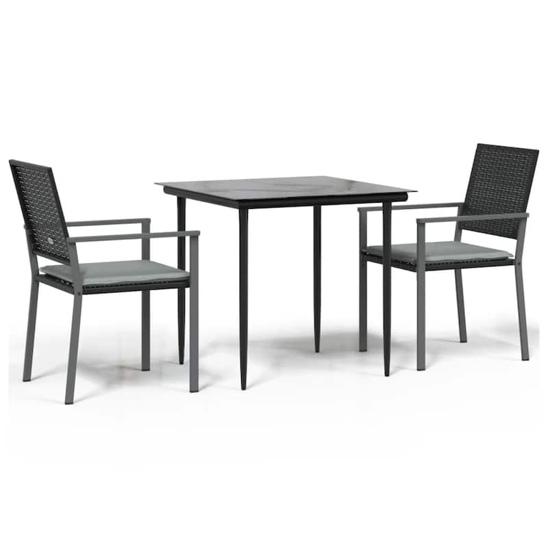 vidaXL 3/5/7/9 Piece Patio Dining Set with Cushions Poly Rattan and Steel