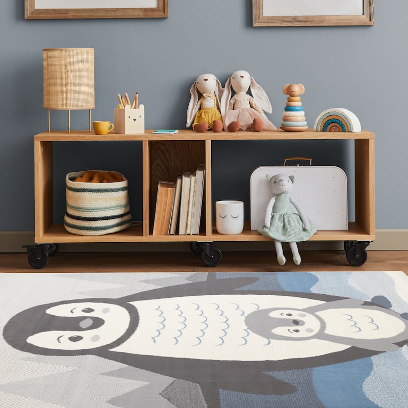 Mama Baby Penguin Kids Area Rug, 3'11" x 5'7"