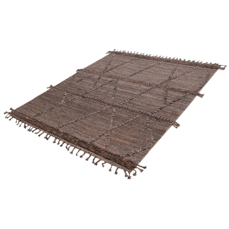 ECARPETGALLERY Hand-knotted Tangier Dark Brown Wool Rug - 8'3 x 10'2