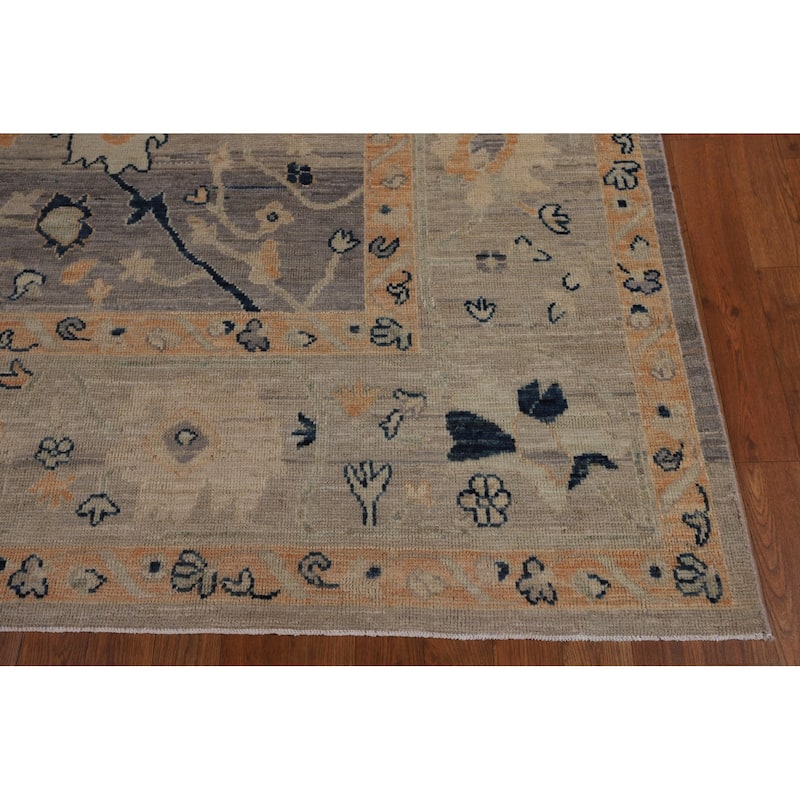 All-Over Floral Oushak Vegetable Dye Area Rug Hand-Knotted Wool Carpet - 8'1"x 10'5"