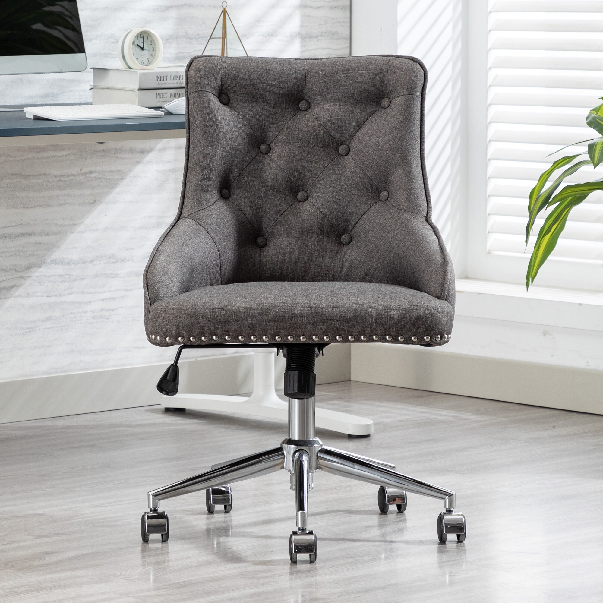 Fabric Office Desk Chair Computer Chair with 360°Swivel Wheels