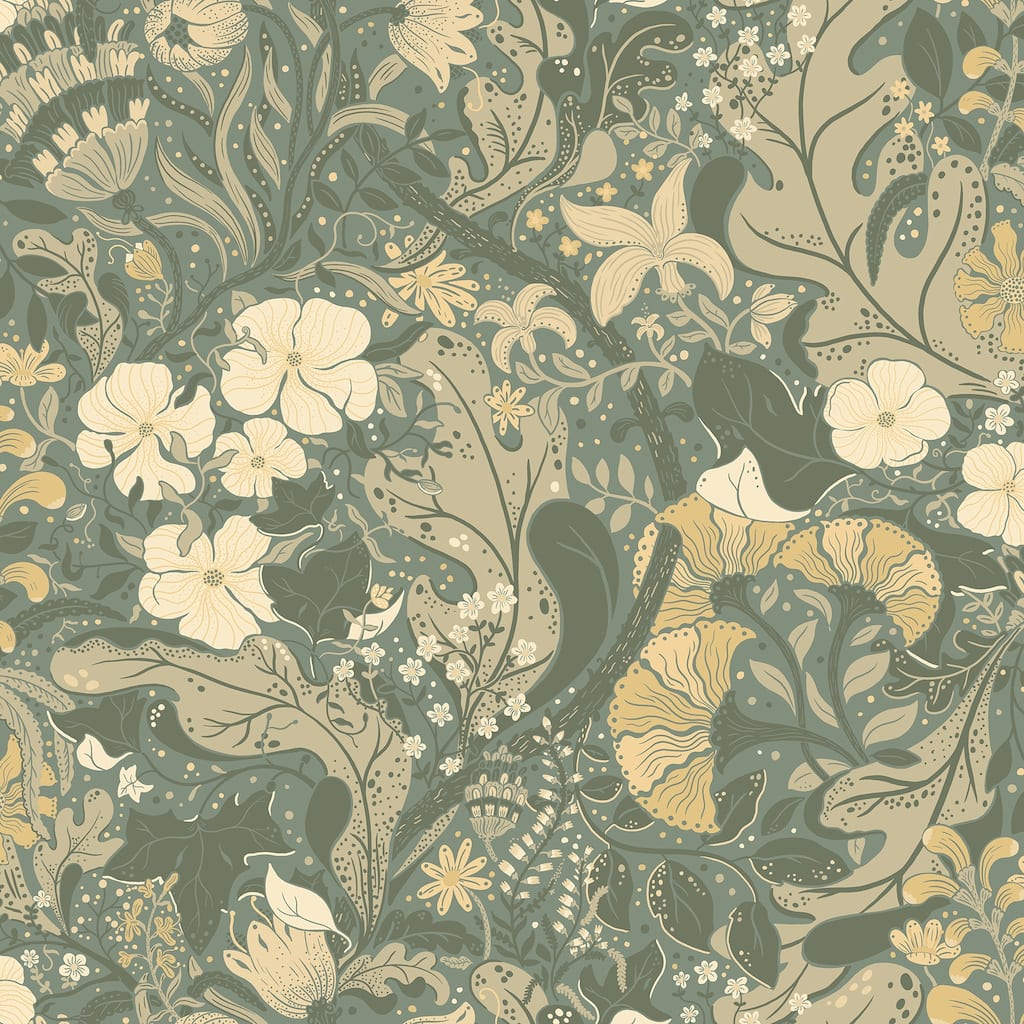 A-Street Prints Elise Sea Green Nouveau Gardens Wallpaper