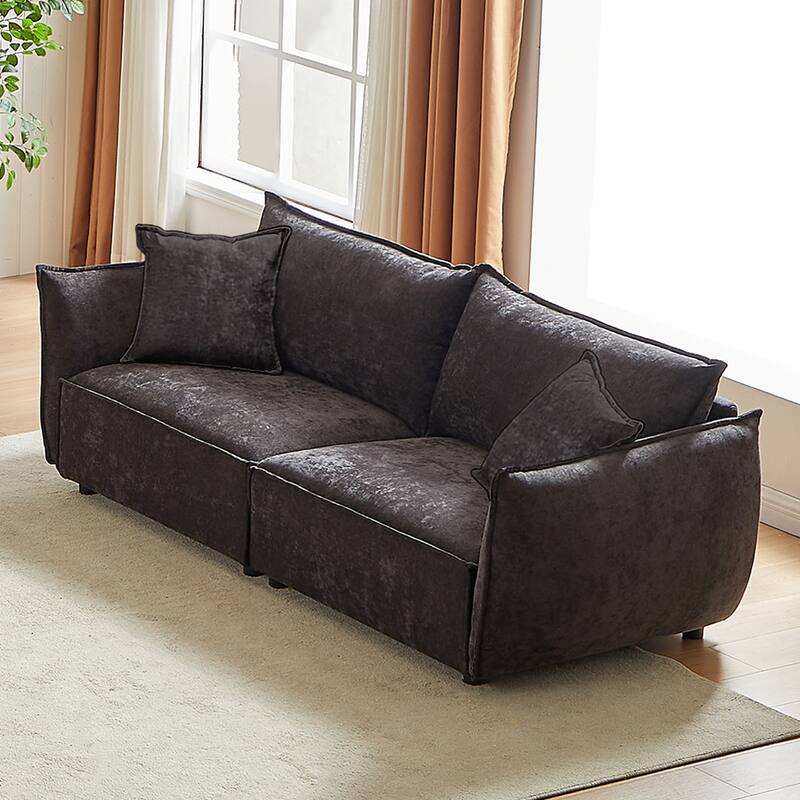 Convertible Chenille Sleeper Sofa Couch with Pillows, Modern Design for Living Rooms