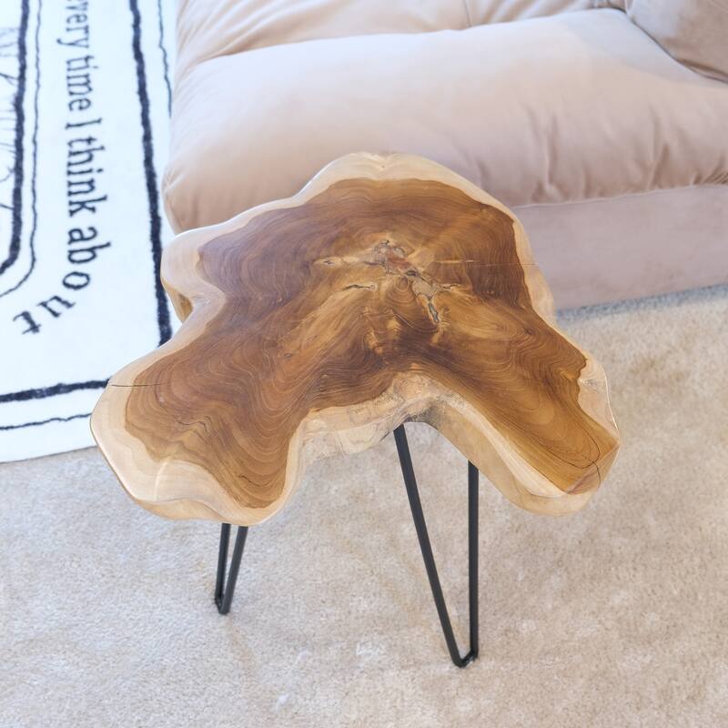 Greenage Solid Wood Teak Live Edge Natural Cut Coffee Table