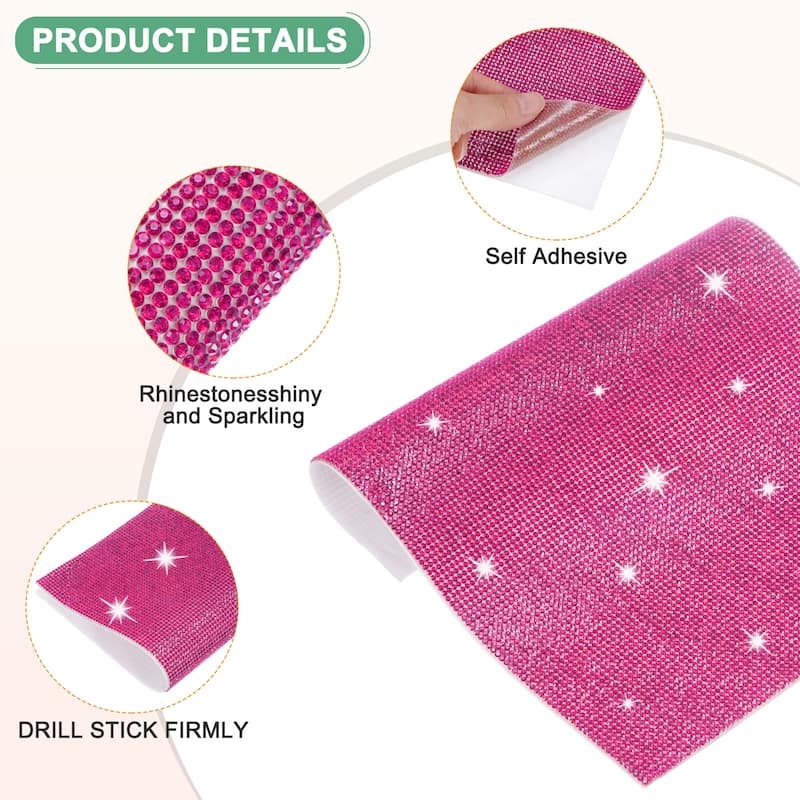 1 Roll Crystal Rhinestone Ribbon, for DIY - Rose Red - 9.45 Inch x 7.87 Inch