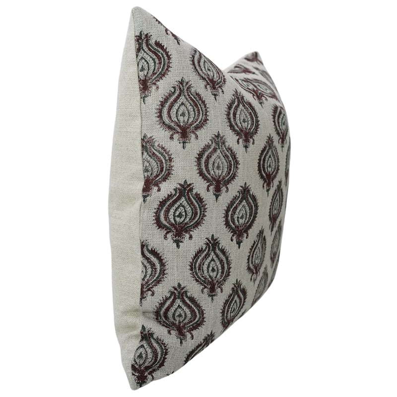Linen Farmhouse Block print pillow Cover-Uday