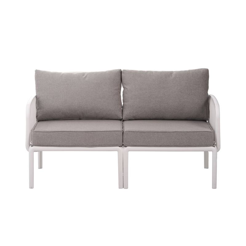 Roomfitters 3-Piece Outdoor Sectional Patio Conversation Set with Coffee Table and Cushions for Porch