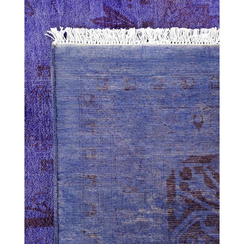 Overton Handknotted Wool Vintage Inspired Contemporary Overdyed Purple Area Rug - 15' 6" x 11' 4"