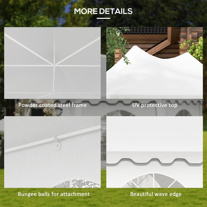 Extra Large White Party Tent with Six Cathedral Windows, Water-Resistant Steel Frame and 2 Doors