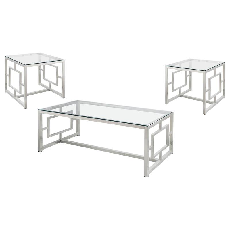 Merced Rectangular Coffee And End Table Set Nickel
