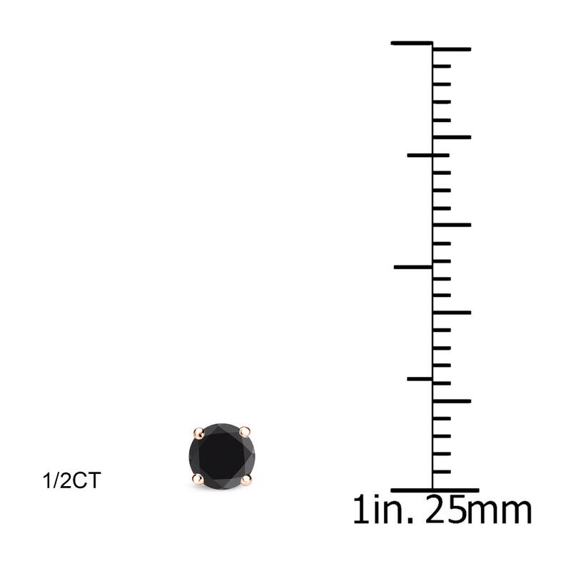 Auriya 14k Rose Gold 1/2 to 4ctw Round Black Diamond Stud Earrings - 0.50ctw
