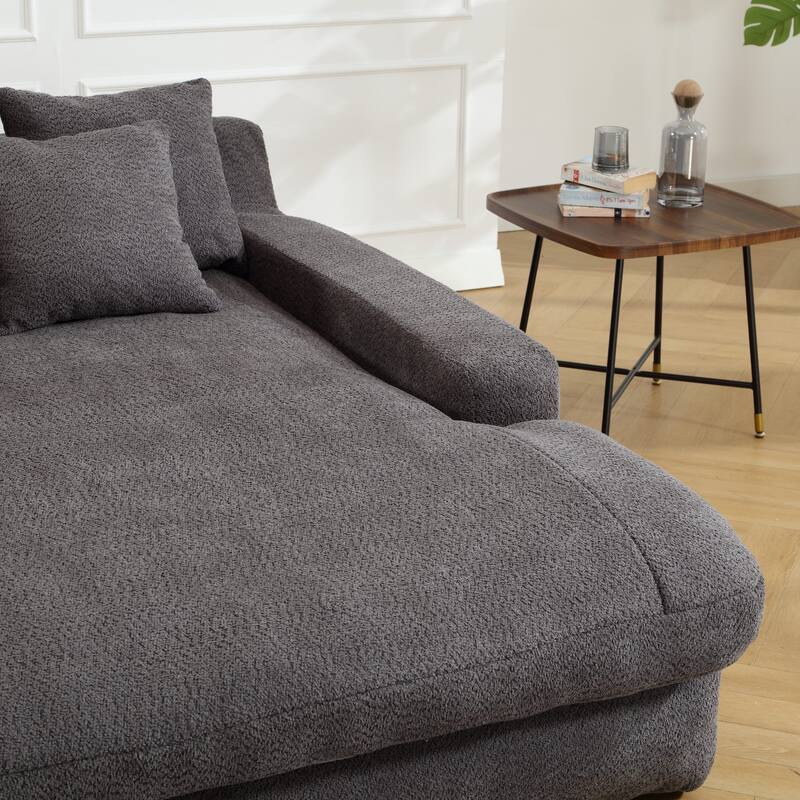 Chenille double spacious lazy sofa Living room Comfortable deep seat sofa with five pillows