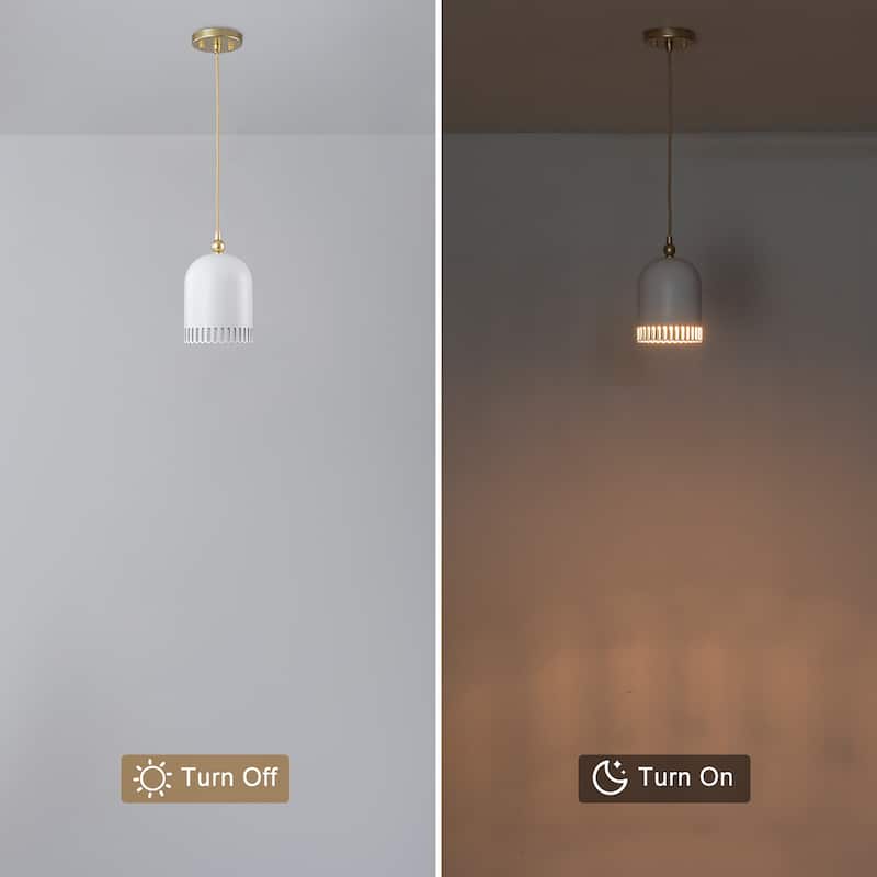 Modern 2-in-1 Dome Pendant or Flush Mount Light Openwork Iron Shade