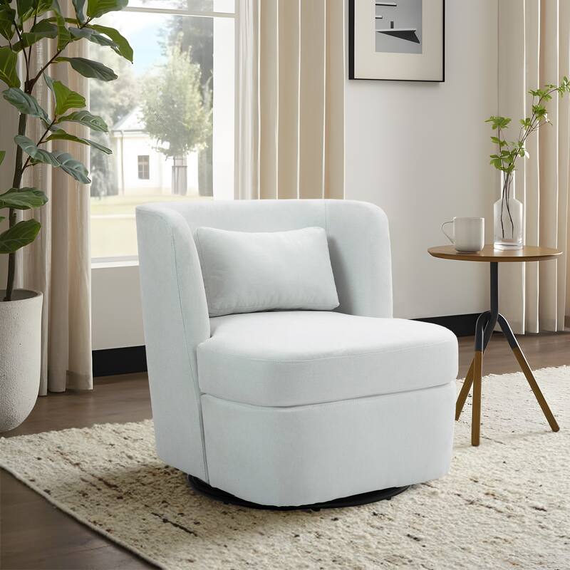 Swivel Upholstered Accent chair With pillow - Linen - Beige/Linen