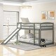 preview thumbnail 1 of 13, Twin Over Twin Solid Wood Bunk Kids Bed Frame with Convertible Slide and Ladder, Safe Design for Bedroom, Easy Assembly, Grey Grey