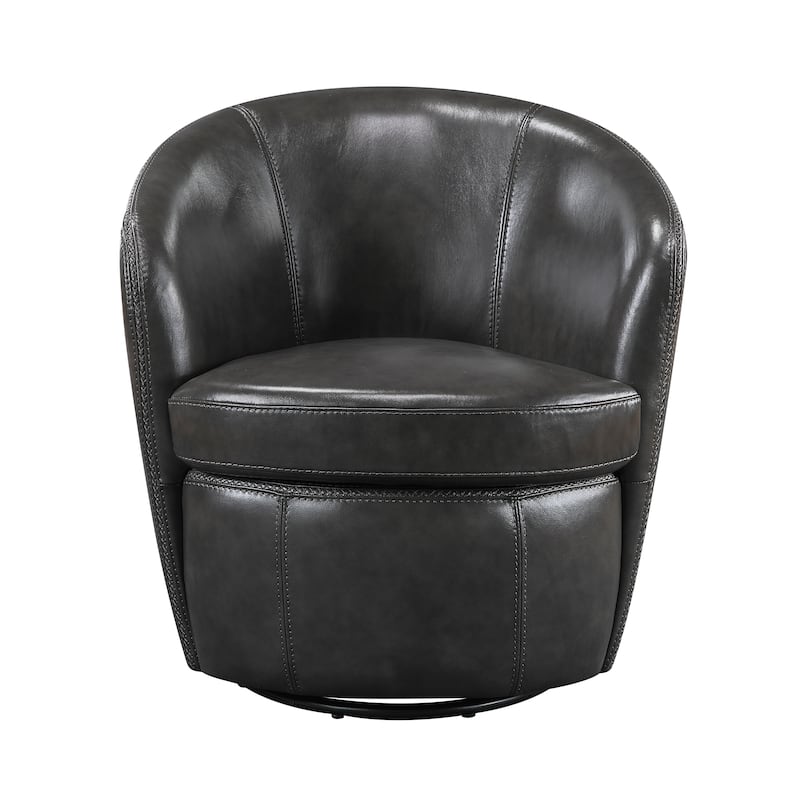 Ellis 31" Leather Swivel Chair - 360-Degree Swivel