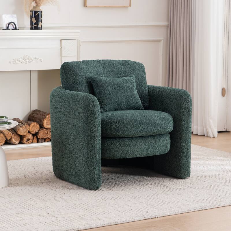 Rounded Corner Accent Chair Lounge Chair, Single Sofa Chair Armchair for Living Room - Green