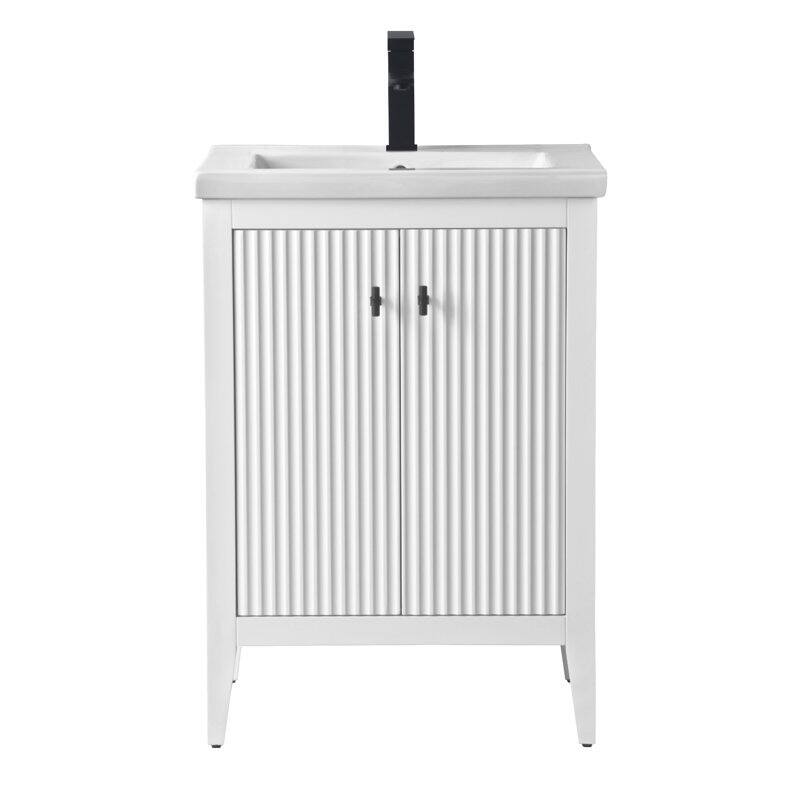 Vanity Art 24" Single Sink Bathroom Vanity Cabinet with Ceramic Top