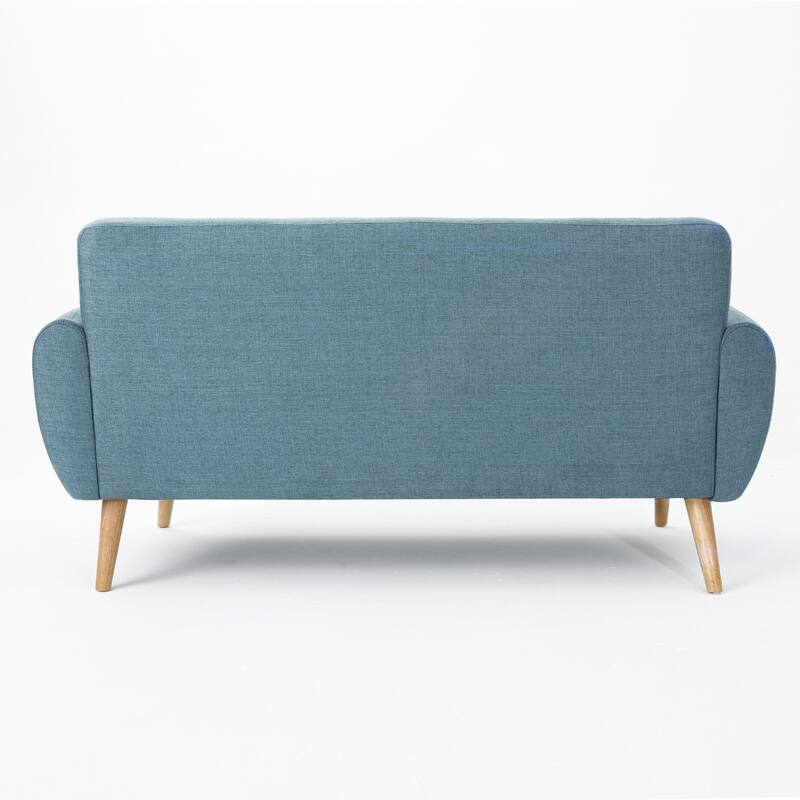 67.25" Button Tufted Loveseat with Wood Legs, Blue Sofa Couch Upholstered Settee Sofa Couch for Living Room