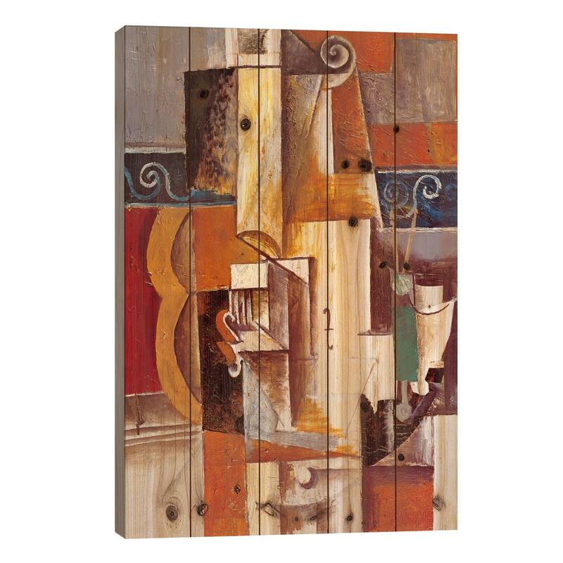 Violin and Guitar Print On Wood by Pablo Picasso - Multi-Color - 26x18x1.5