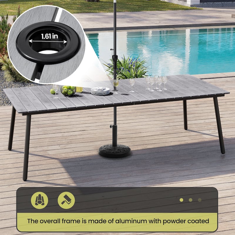 9-Piece Set Outdoor Aluminum Dining Table and Foldable Adjustable Dining Chairs