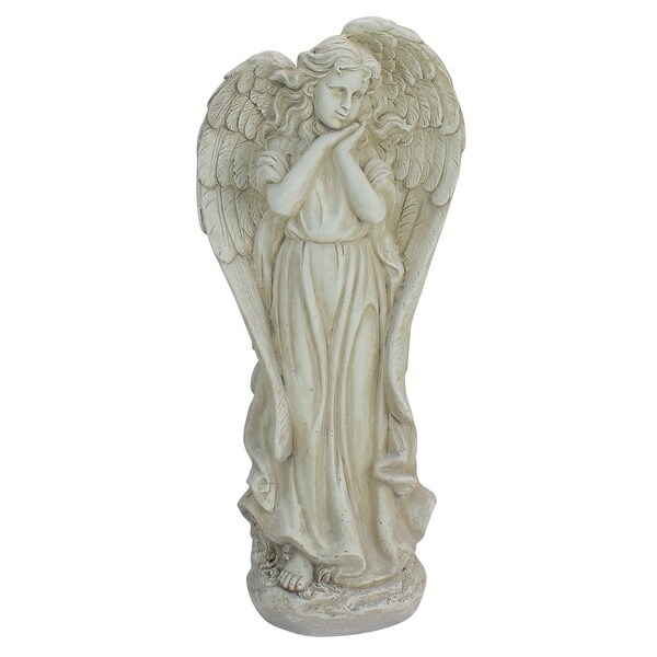 21.5" Angel Reflecting in Thought Outdoor Garden Statue - N/A