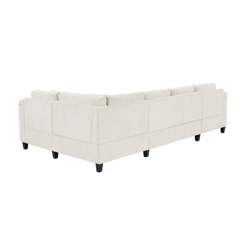 Oversized Corner Sectional, Modern U-Shaped Sectional Sofa with Built-in Storage Boxes and Dual Cup Holders, USB Ports, Pockets