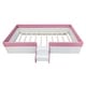preview thumbnail 52 of 70, Twin/ Full/ Queen/ King Size Upholstered Kids Floor Bed Frame with Guardrail and Little Stairs, Soft PU Platform Bed
