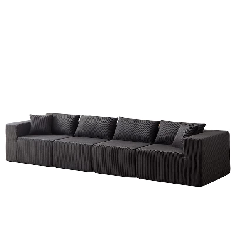 Modern Corduroy Modular L-Shaped Sectional Sofa Set 4-Piece Free Combination Floor Couch for Living Room Bedroom