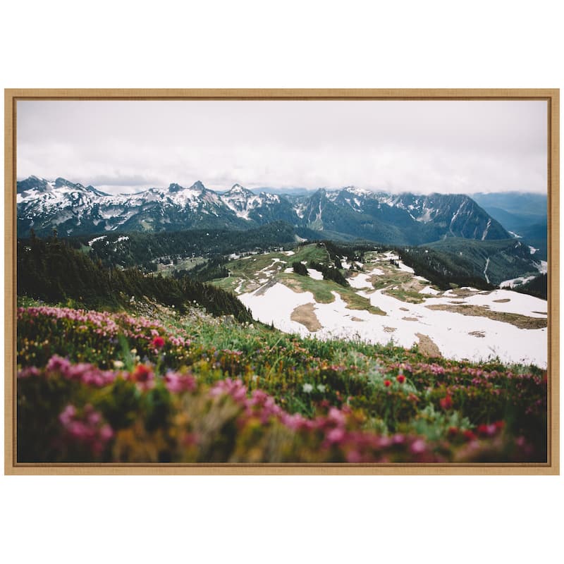 Kate and Laurel Sylvie Snow Covered Mountain Landscape Framed Canvas by Patricia Hasz of Patricia Rae Photography