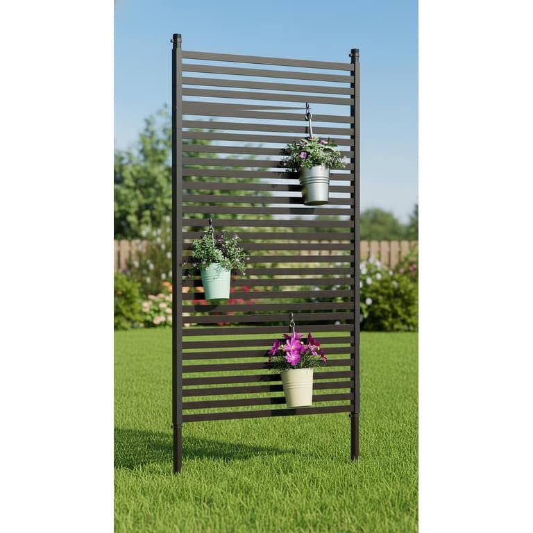 Freestanding Plastic Privacy Screen, Weatherproof - Brown