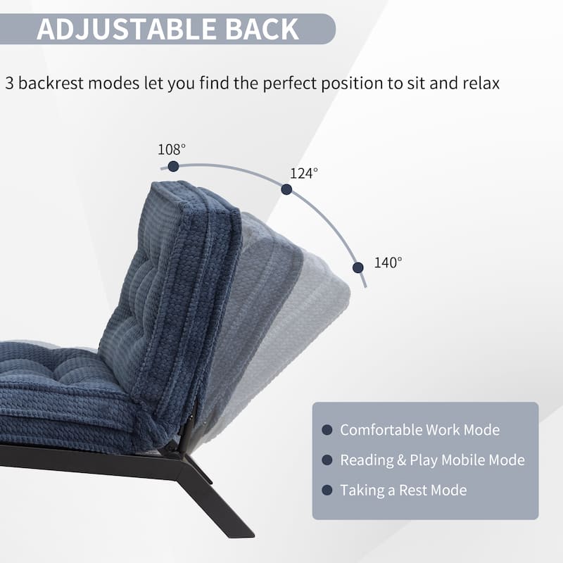 Upholstered Accent Chair with Ottoman, Armless Lounge Chair for Bedroom and Living Room, Comfortable Padded Seat with Wood Legs