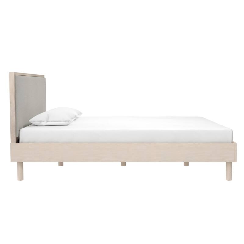 Roomfitters Upholstered Wood Headboard with Canvas Fabric Panel, Modern Minimalist